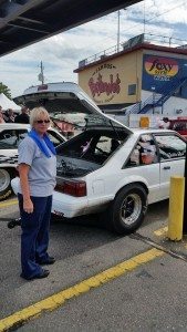 Debbie Reid with her Mustang